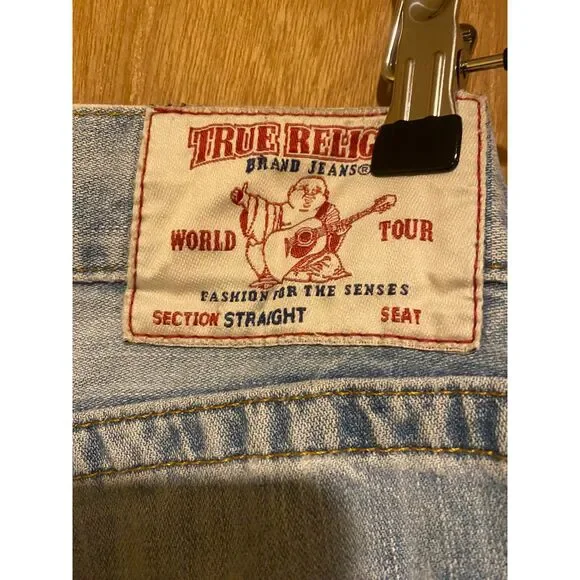 True Religion Jeans, Blue, Size 31 Men, Weathered and Distressed Ankles - Picture 4 of 5